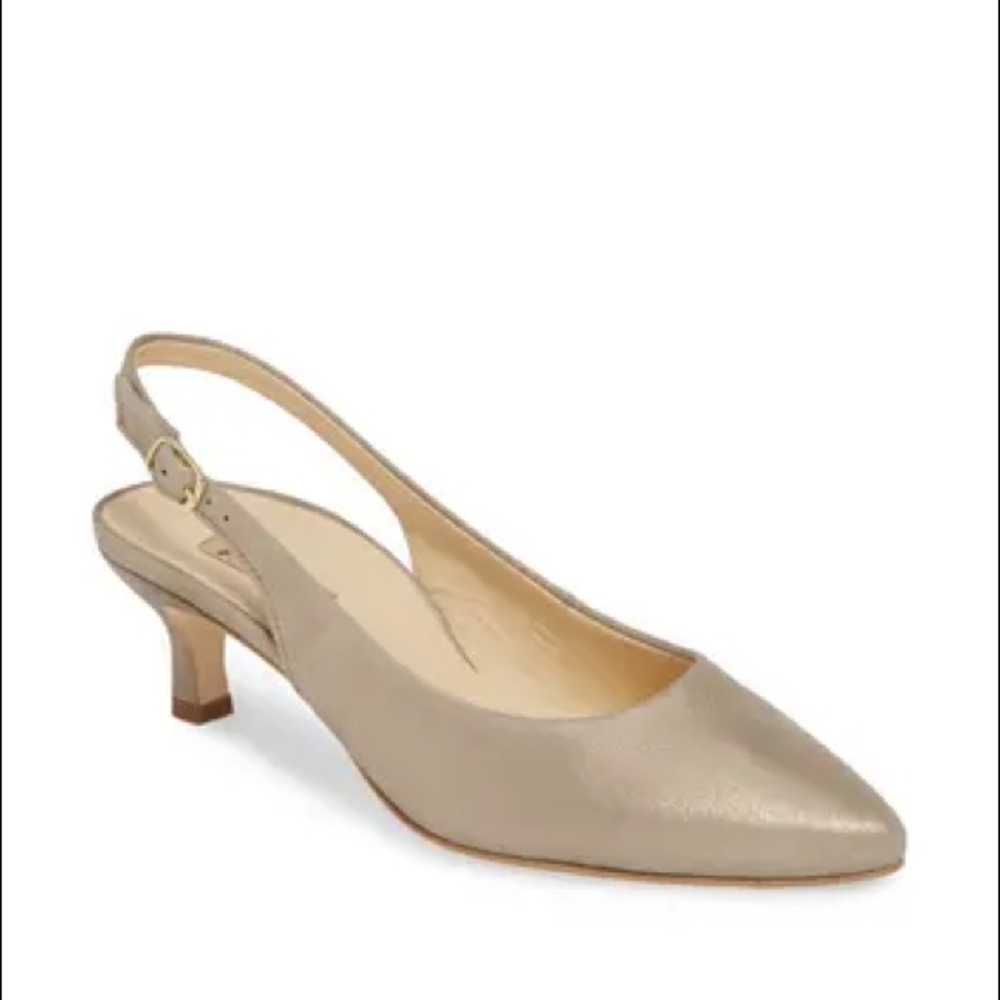 Paul Green Asia Tan Metallic Suede Slingback Kitten Heels 7.5